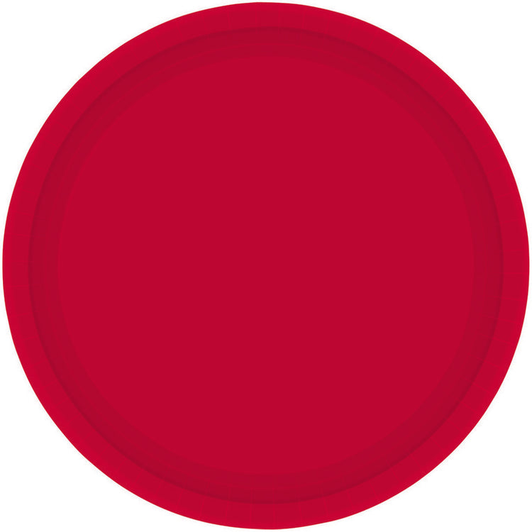 Paper Plates 23cm Round 20CT FSC - Apple Red - No Plastic Coating