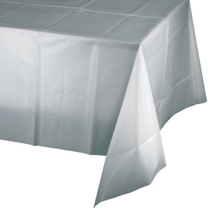 Shimmering Silver Tablecover Plastic 137cm x 274cm