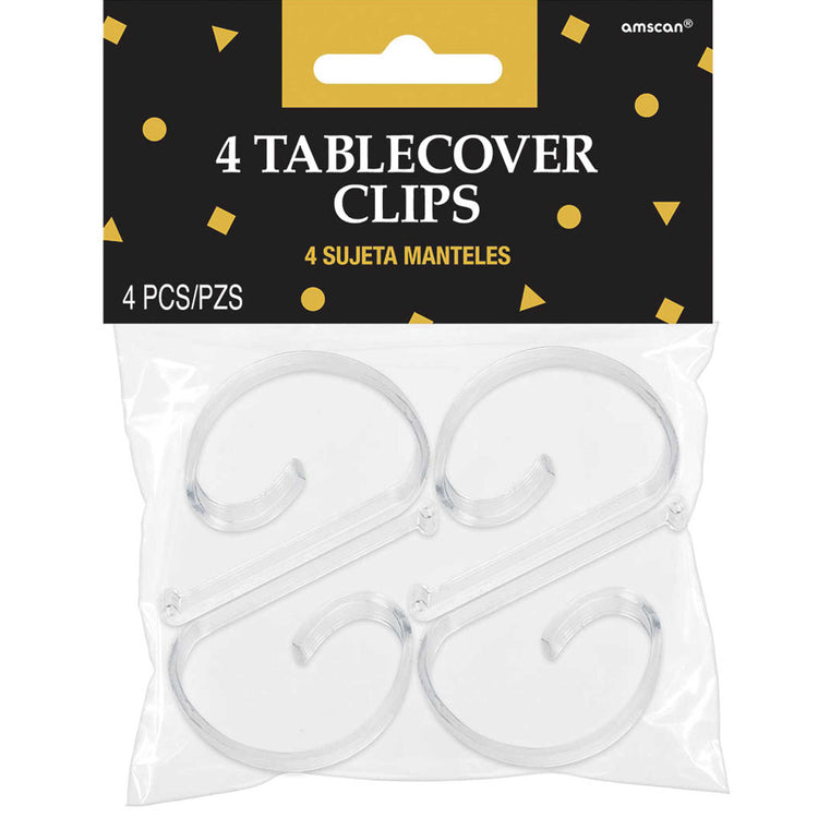 Tablecover Clips Clear Plastic Pack of 4