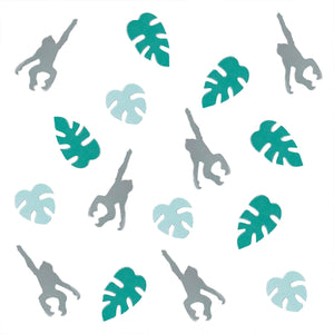 Wild Jungle Table Confetti Jungle Leaf & Monkey Confetti Green