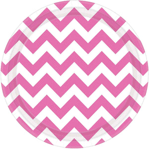 Chevron 23cm Round Plates New Pink Pack of 8