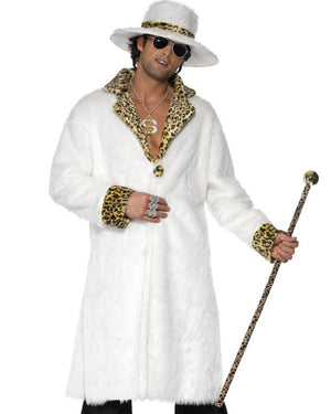 White Pimp Coat Mens Costume