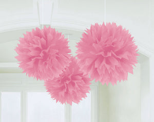 Fluffy Tissue Decorations - New Pink Pack of 3