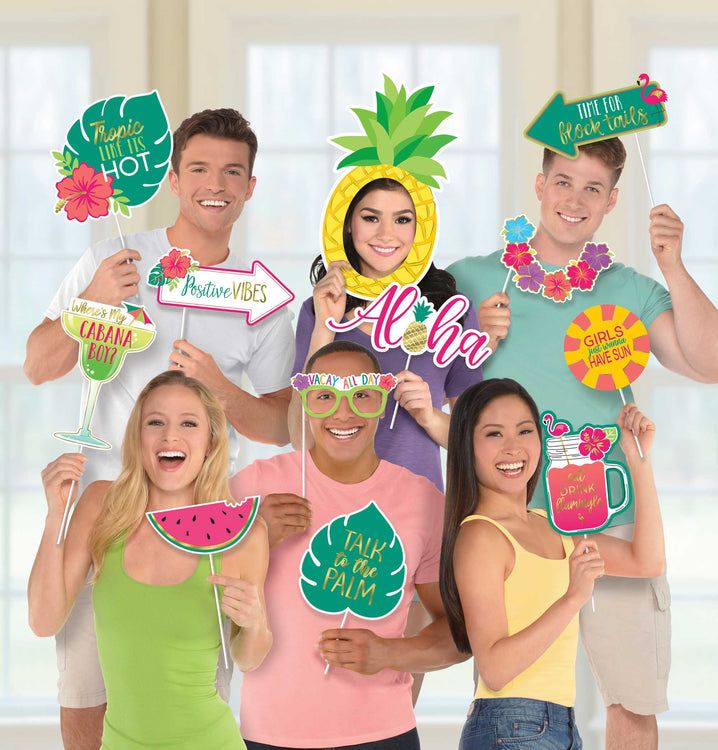 Aloha Luau Jumbo Photo Prop Kit Pack of 12