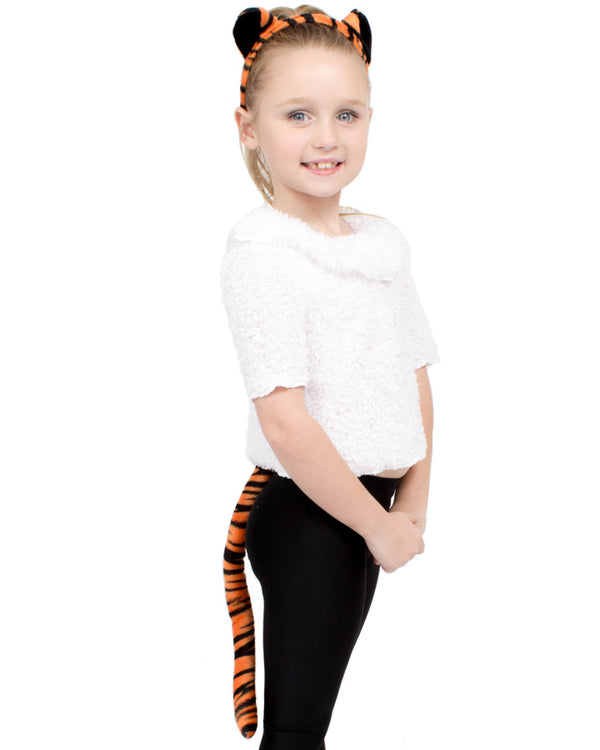 Adult and Child Tiger Headband and Tail Deluxe Set