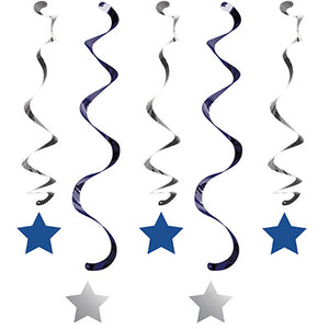 One Little Star Boy Hanging Swirl Decorations Pack of 5