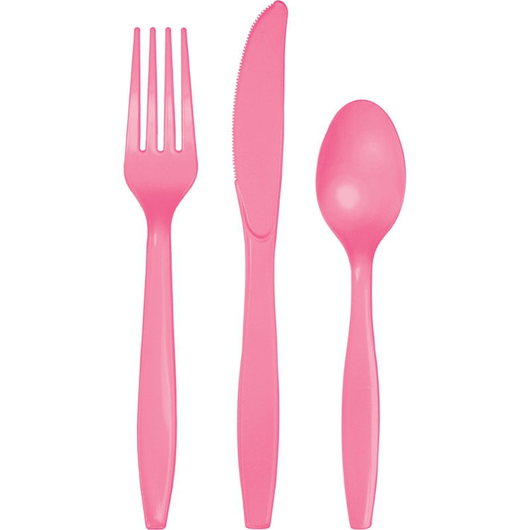 Candy Pink Cutlery Set Plastic Pack of 24