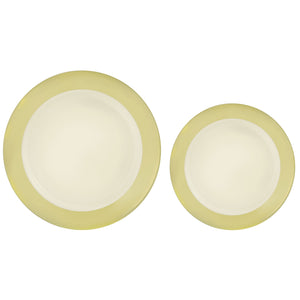 Premium Plastic Plates Hot Stamped Vanilla Creme with Border Pack of 20