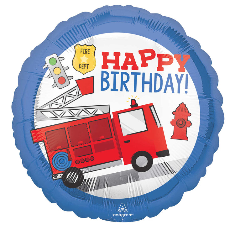 45cm Standard HX First Responder Fire Truck Happy Birthday Balloon