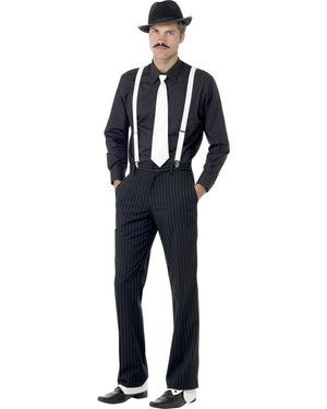 20s Instant Gangster Hat Suspenders Tie Spats and Moustache Kit