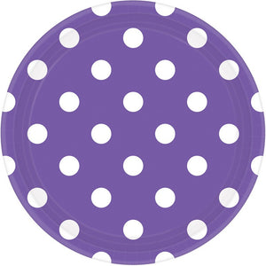 Dots 23cm Round Plates New Purple Pack of 8