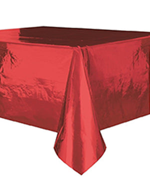 Red Metallic Plastic Rectangle Tablecover