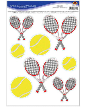 Tennis Ball and Racquet Peel and Place Stickers Pack of 8