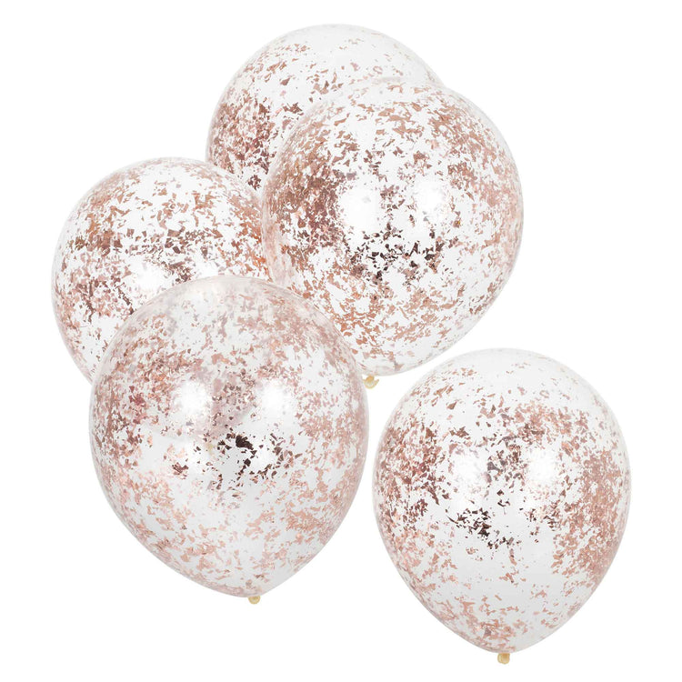 Mix It Up Rose Gold Foil Confetti Filled 30cm Balloons Pack of 5