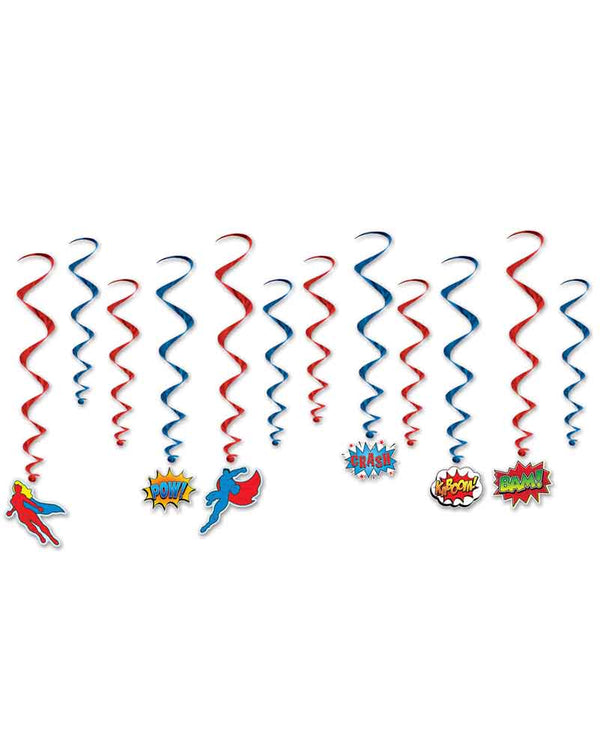 Hero Hanging Swirl Decorations Pack of 12