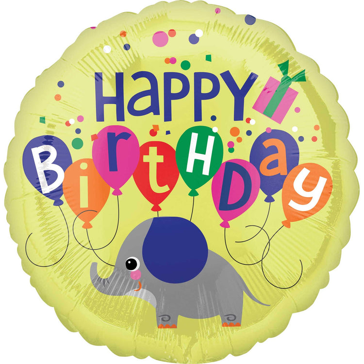 45cm Standard HX Elephant Happy Birthday S40 Balloon