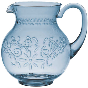 Boho Vibes Blue Floral Pitcher Jug Debossed Finish