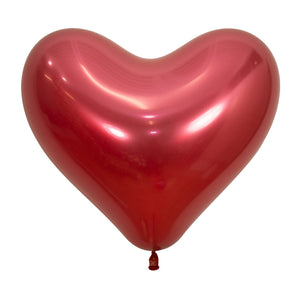 Sempertex 35cm Hearts Metallic Reflex Crystal Red Latex Balloons 915, 12PK Pack of 12