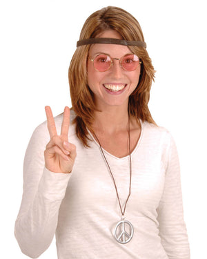 1960s Hippie Headband Glasses and Necklace Kit