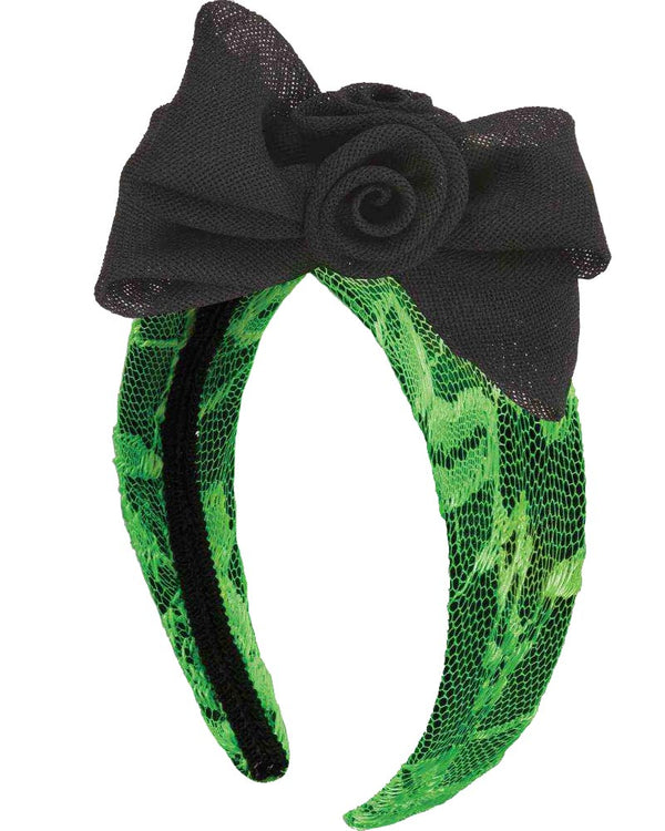 80s Neon Lace Headband Green