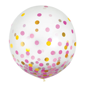 Latex Balloons 60cm & Confetti Pink & Gold Pack of 2