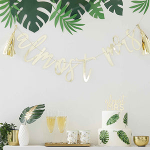 Botanical Hen Party Gold Almost Mrs Scripted Bunting