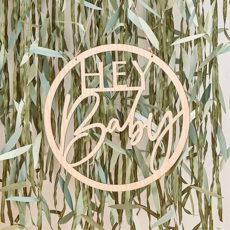 Botanical Baby Wooden Hey Baby Hoop Wreath