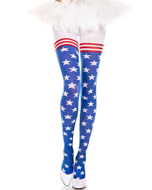 Flag Print Spandex Pantyhose