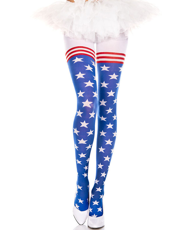 Flag Print Spandex Pantyhose