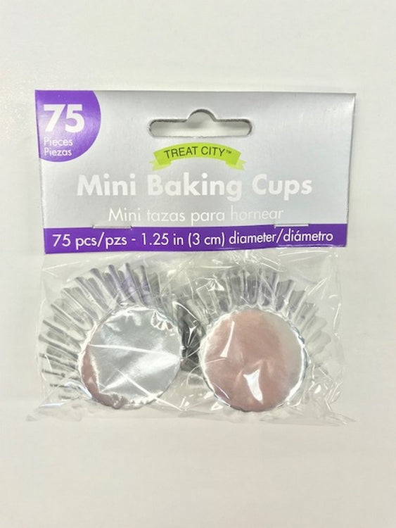 Mini Cupcake Cases Silver - Foil Pack of 75