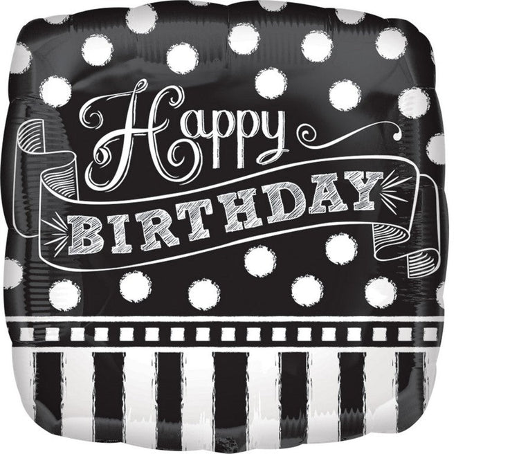 45cm Standard HX Black & White Chalkboard Birthday S40