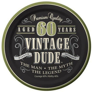 Vintage Dude 60th Birthday Lunch Plates Paper 18cm Pack of 8