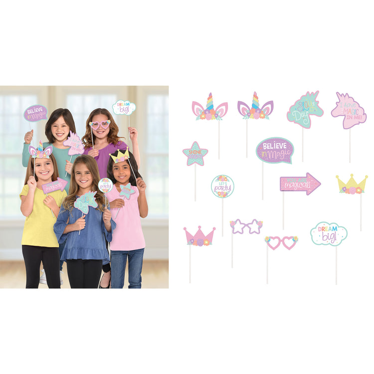 Unicorn Party Photo Prop Kit Pack of 13