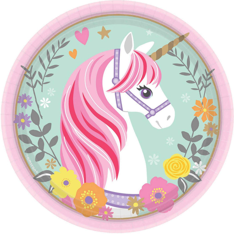 Magical Unicorn 18cm Plates Pack of 8