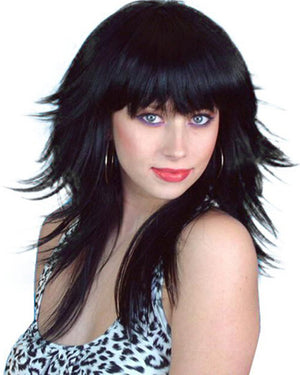 80s Retro Long Black Wig