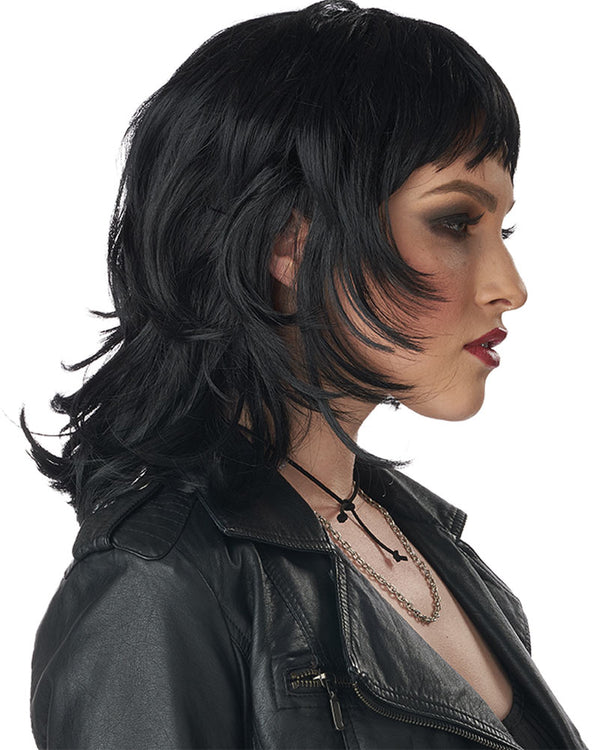 80s Rock Rebel Short Black Wig