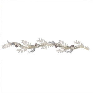 Silver Glitter and White Foliage Christmas Garland 1.8m