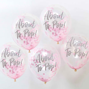 Oh Baby! Balloons 12in/30cm Confetti Pink About To Pop Pack of 5