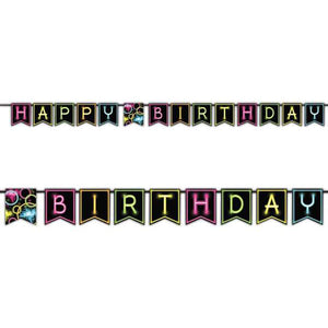 Glow Party Happy Birthday Banner