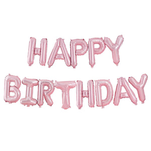 Pastel Party Happy Birthday Letter Balloons Pink