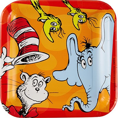 Dr Seuss 23cm Square Plates Pack of 8