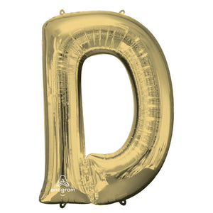 SuperShape Letter D White Gold Balloon