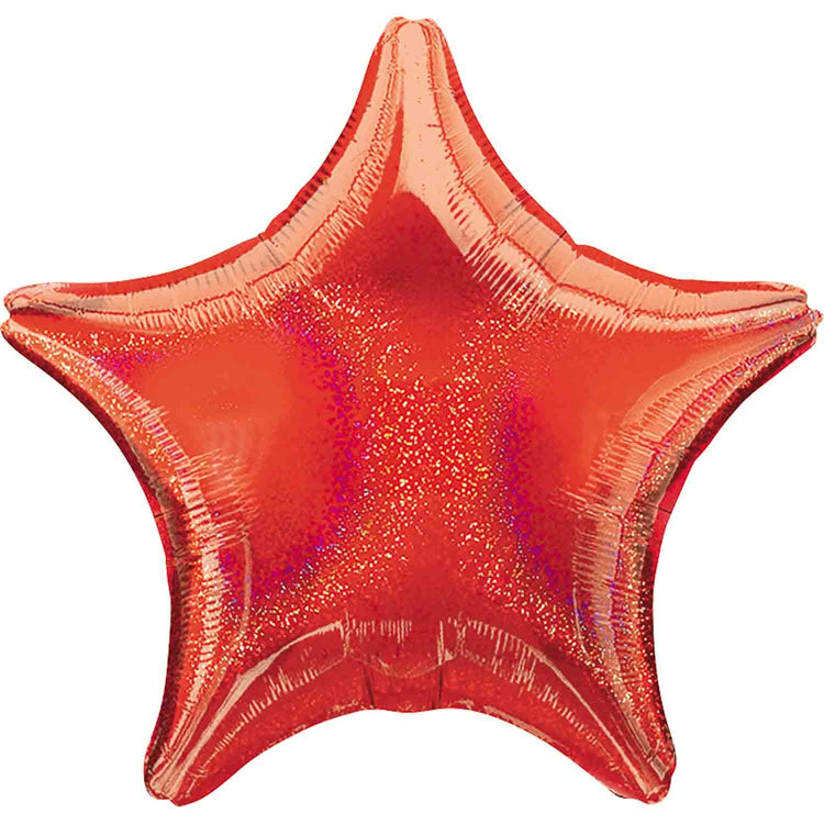 45cm Standard Holographic Star Red Dazzler Balloon