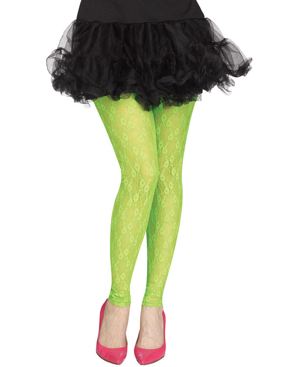 Neon Footless Tights Green – Party Costumes NZ