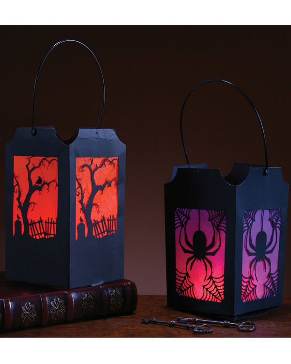 Halloween Pop Open Lantern Purple Spider and Orange Crow Pack of 2