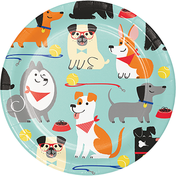 Dog Party 17cm Round Paper Plates Pack of 8