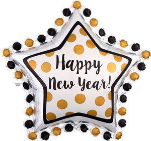 SuperShape Ring In The Happy New Year Star 76cm Foil Balloon