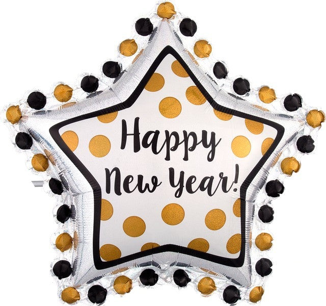 SuperShape Ring In The Happy New Year Star 76cm Foil Balloon