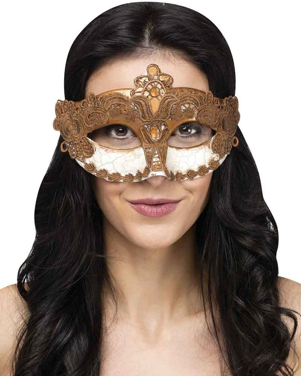 Gold Venetian Lace Masquerade Mask