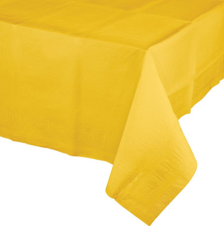 School Bus Yellow Tablecover Tissue & Plastic Back 137cm x 274cm